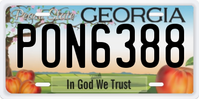 GA license plate PON6388