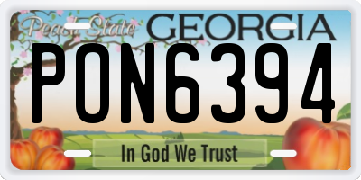 GA license plate PON6394