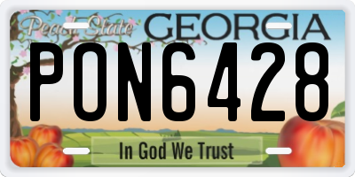 GA license plate PON6428