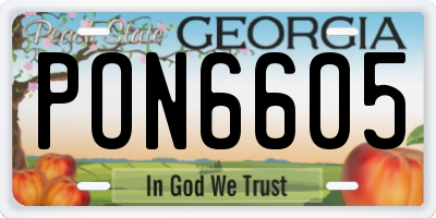 GA license plate PON6605