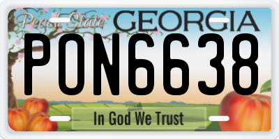 GA license plate PON6638