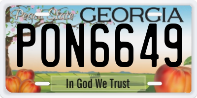 GA license plate PON6649