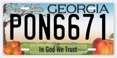 GA license plate PON6671