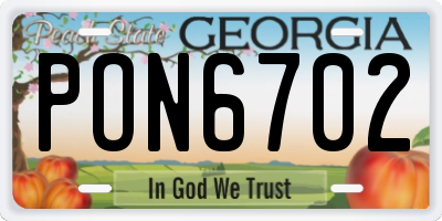 GA license plate PON6702