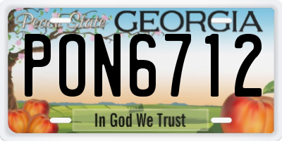 GA license plate PON6712