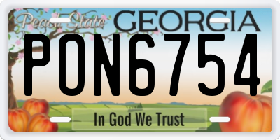 GA license plate PON6754