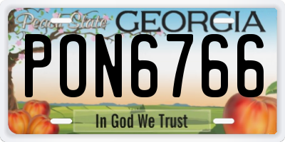 GA license plate PON6766