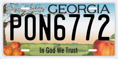 GA license plate PON6772