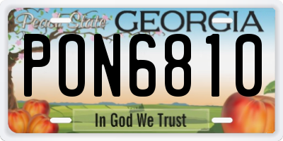 GA license plate PON6810