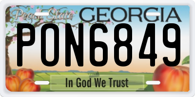 GA license plate PON6849