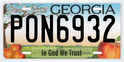 GA license plate PON6932