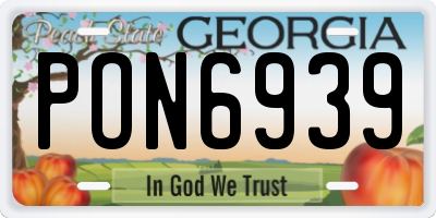 GA license plate PON6939