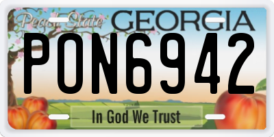 GA license plate PON6942