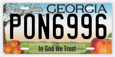 GA license plate PON6996