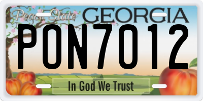 GA license plate PON7012