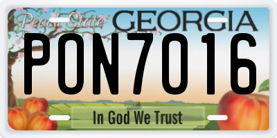 GA license plate PON7016