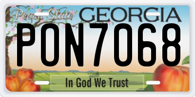 GA license plate PON7068