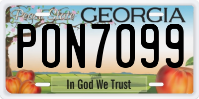 GA license plate PON7099