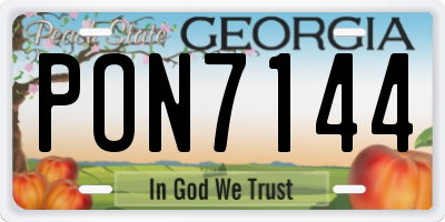 GA license plate PON7144