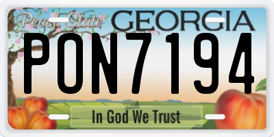 GA license plate PON7194