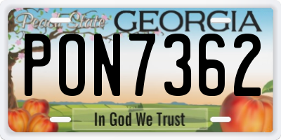 GA license plate PON7362