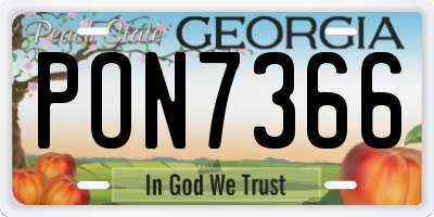 GA license plate PON7366