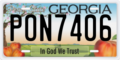 GA license plate PON7406