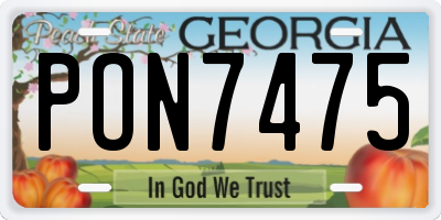 GA license plate PON7475