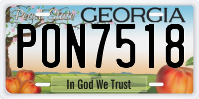 GA license plate PON7518