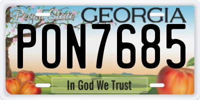 GA license plate PON7685