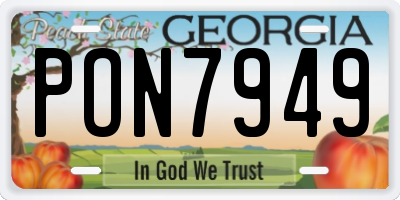 GA license plate PON7949