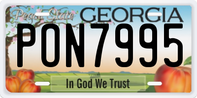 GA license plate PON7995