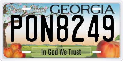 GA license plate PON8249