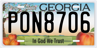 GA license plate PON8706