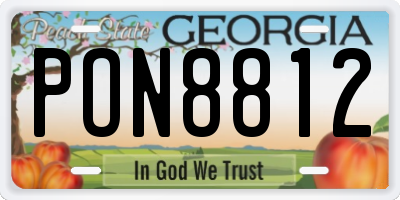 GA license plate PON8812