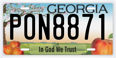 GA license plate PON8871