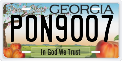 GA license plate PON9007