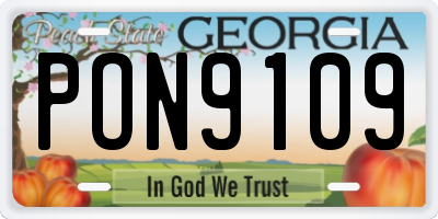 GA license plate PON9109