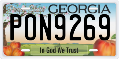 GA license plate PON9269