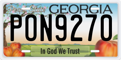 GA license plate PON9270