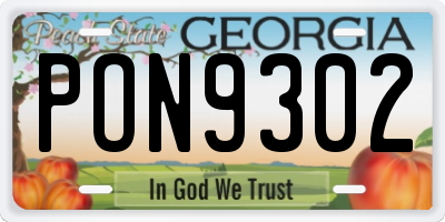 GA license plate PON9302