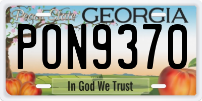 GA license plate PON9370
