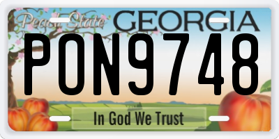 GA license plate PON9748