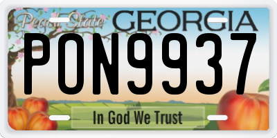 GA license plate PON9937