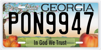GA license plate PON9947
