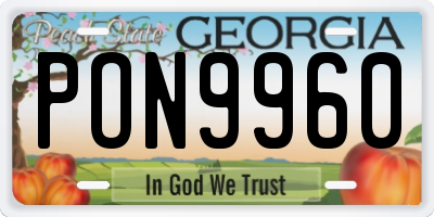 GA license plate PON9960