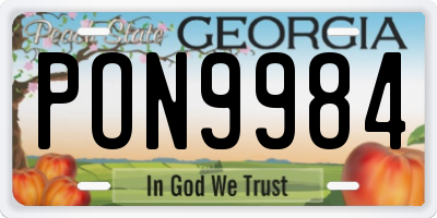 GA license plate PON9984