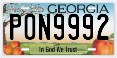 GA license plate PON9992