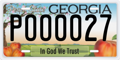 GA license plate POO0027