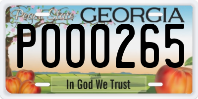 GA license plate POO0265